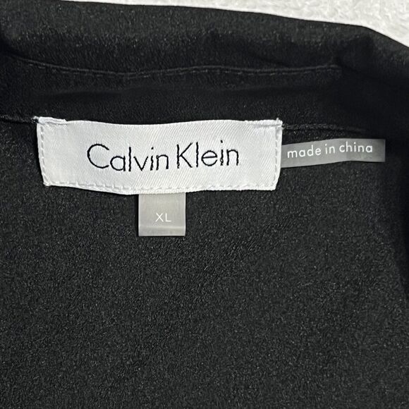 Calvin Klein Layered Blouse Women’s XL Button Up Shirt Black Roll Tab NWOT - Picture 5 of 12